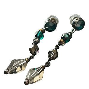 SWAROVSKI CRYSTAL Beaded Gem Green Drop Dangle Earrings